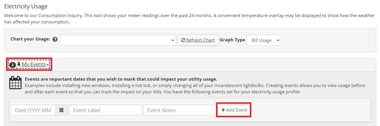 myunitil billed usage tab events