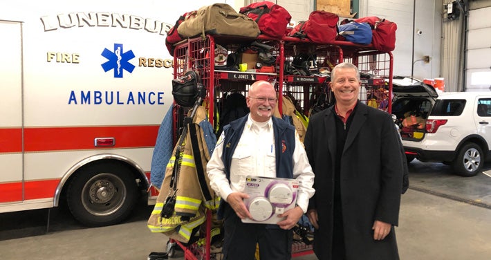 Pat Sullivan and John DiNapoli showcase carbon monoxide detectors