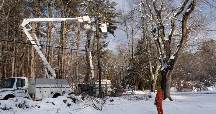 bucket truck at pole