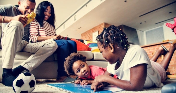 family in home