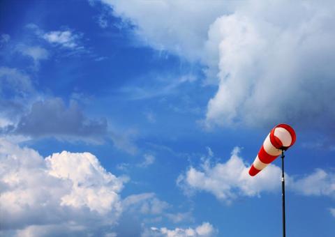 wind sock blows showing direction of wind