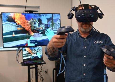 Allen in VR gas training setting